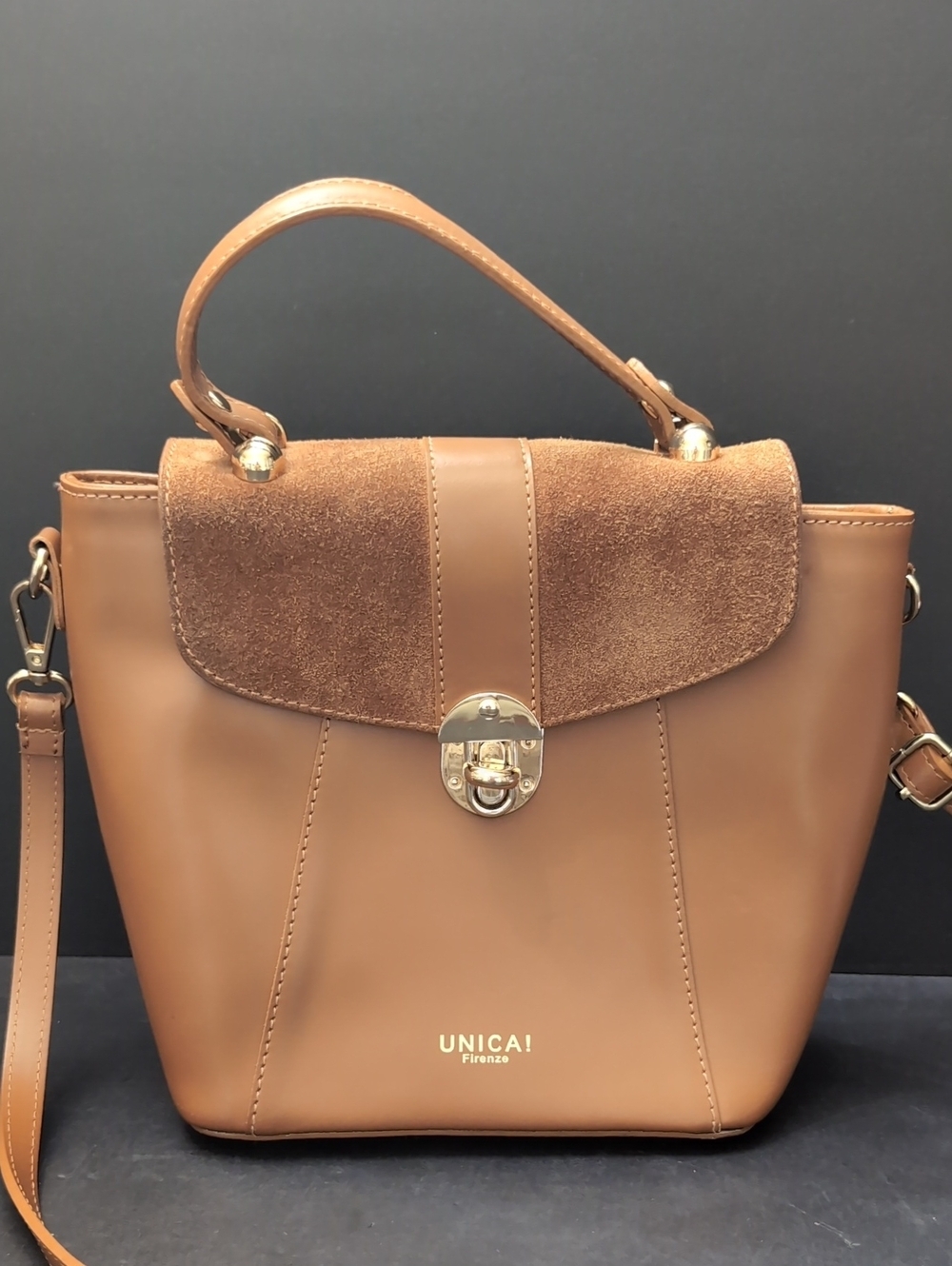 Unica Firenze Women's Tan Leather/Suede Mini Backpack/Handbag.